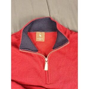 Tailorbyrd Mens Wool Sweater Large 1/4 Zip Dark Red Mock Neck Pullover Golf‎